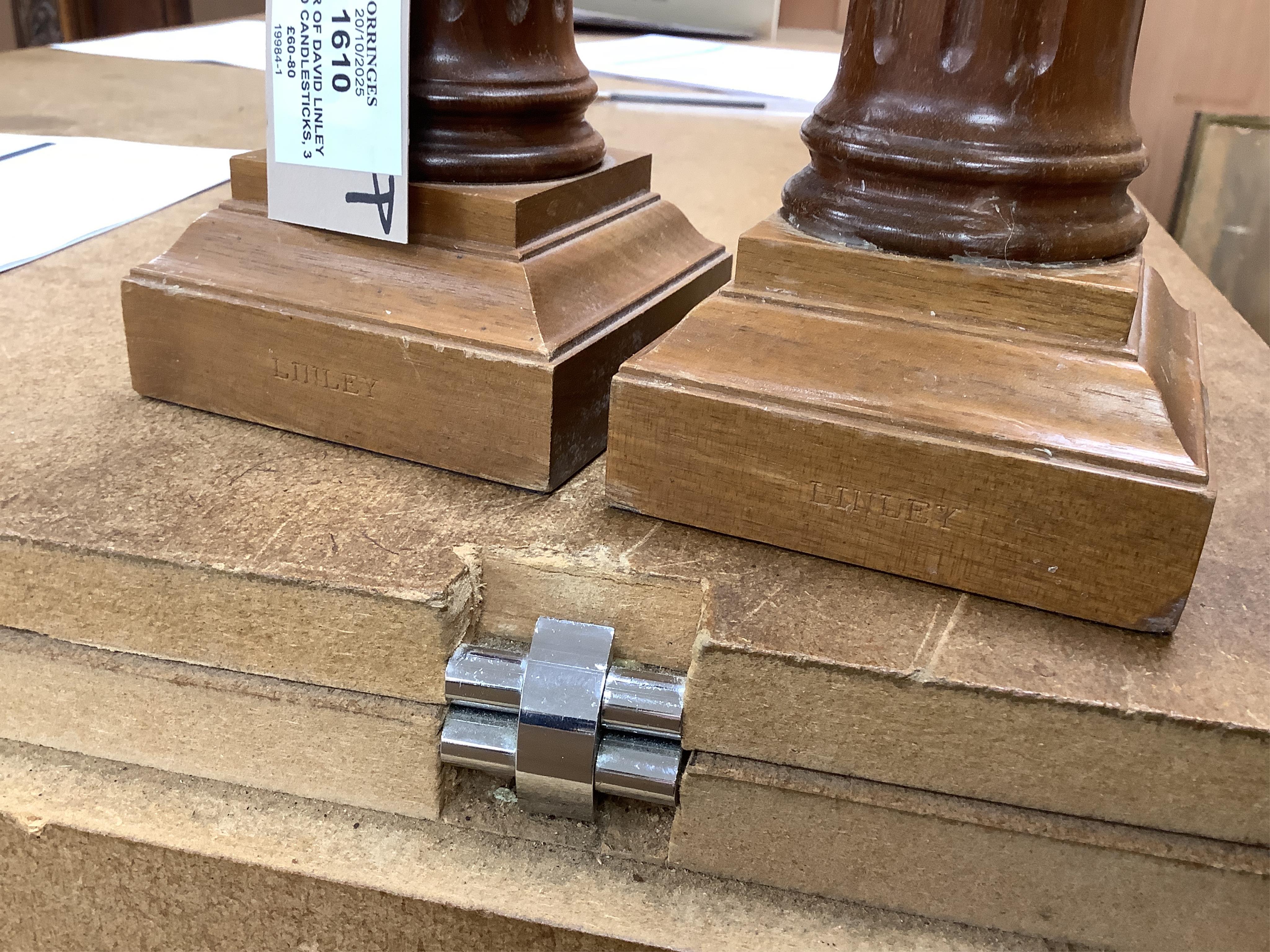 A pair of David Linley fluted candlesticks, 30cm high